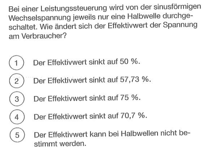 Effektivwert der Spannung bei Halbwelle